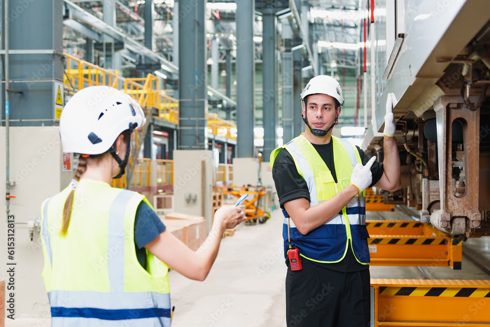 Railway technician engineer checking controls system for security