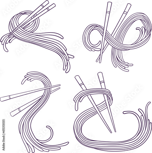 hand drawn line art doodle ramen noodle