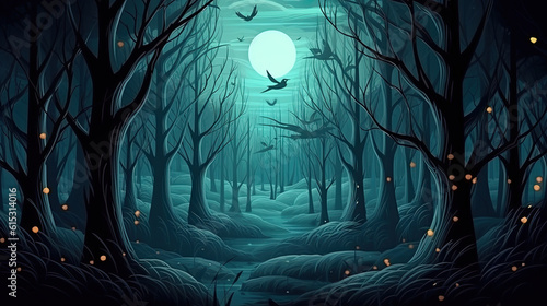 A whimsical dark forest