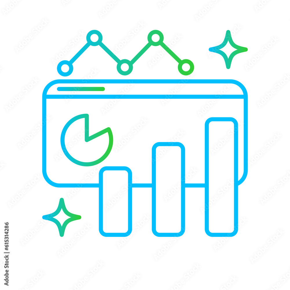 Statistics business and finance icon with blue and green gradient outline style. communication, corporate, increase, project, arrow, paperwork, trade. Vector Illustration Statistics business and finance icon with blue and green gradient outline style. communication, corporate, increase, project, arrow, paperwork, trade. Vector Illustration