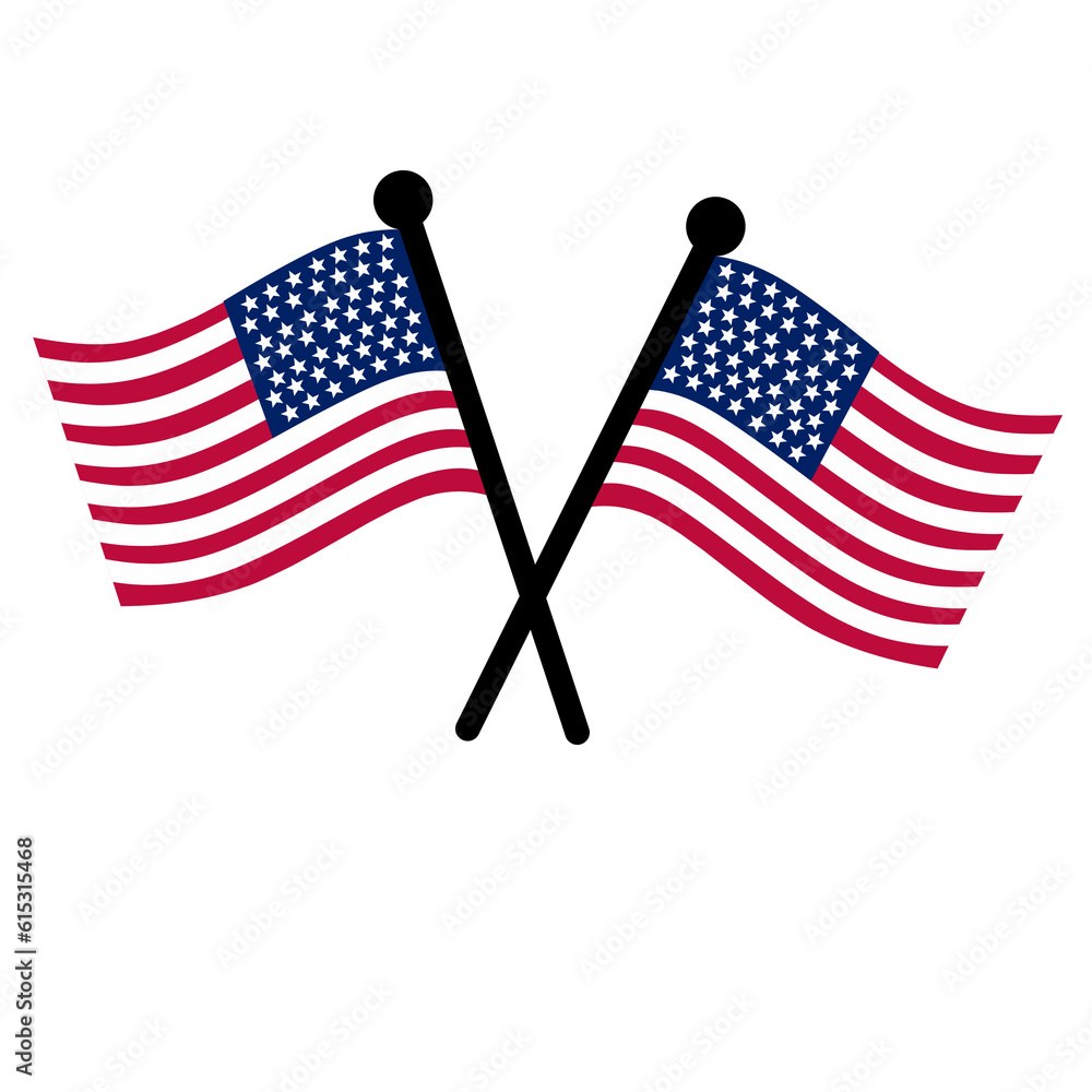United States Flag with Two Poles png