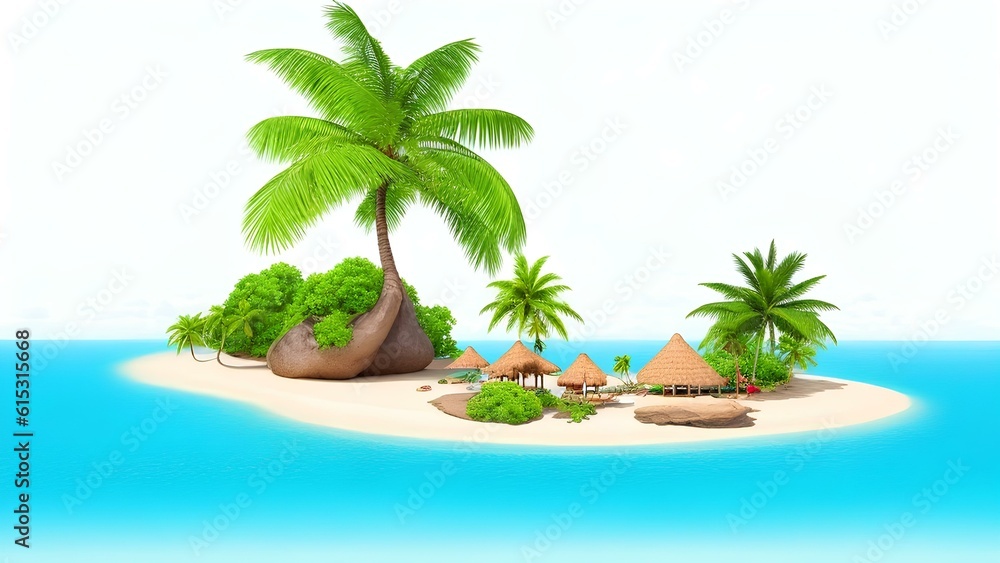 Obraz premium tropical island with palm trees and sea generated with Ai