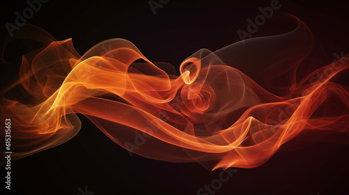 Line of orange smoke elegantly meandering through space, Generative AI