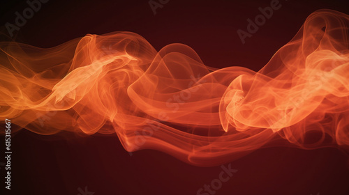 smoke on black background a single line of orange smoke elegantly meandering through space, Generative AI
