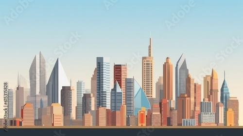 Panoramic view of a large city. Modern futuristic city with skyscrapers and towers. © mashimara
