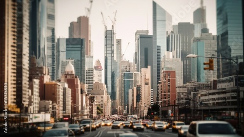 Panoramic view of a large city. Modern futuristic city with skyscrapers and towers.