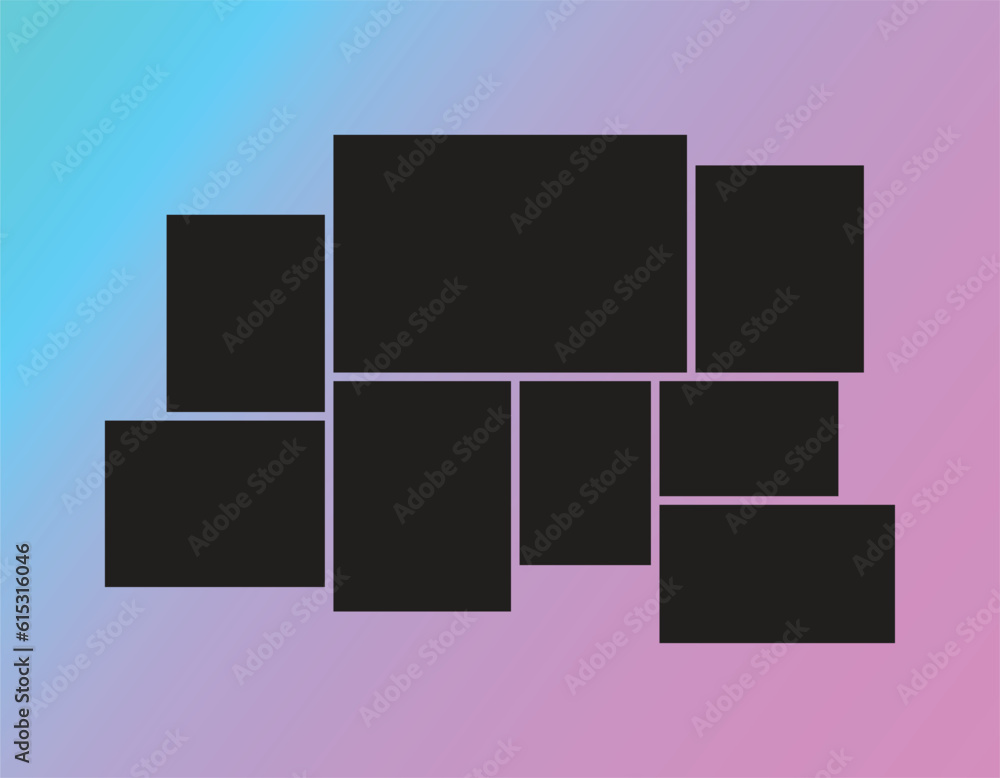 8 photos collage vector template, Photo collage template 8 photos collage vector template, Photo collage template