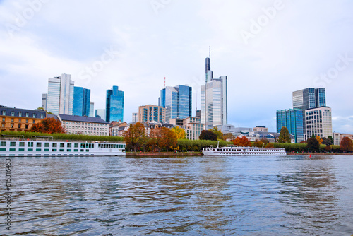 Frankfurt panoramic view across River Main in Germany.
