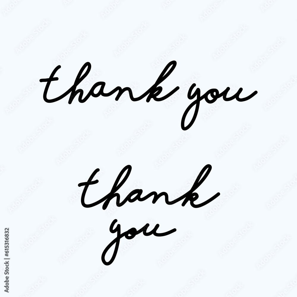 Thank you hand drawn vector modern calligraphy. Thank you handwritten ink illustration, dark brush pen line lettering isolated on white background. Usable for greeting cards, poster, banners, gifts