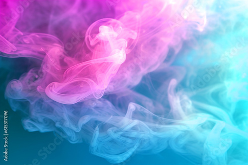 Abstract background of blue and pink smoke. Glowing color steam wallpaper, cloud and fog. Trendy design. Generative Ai content.