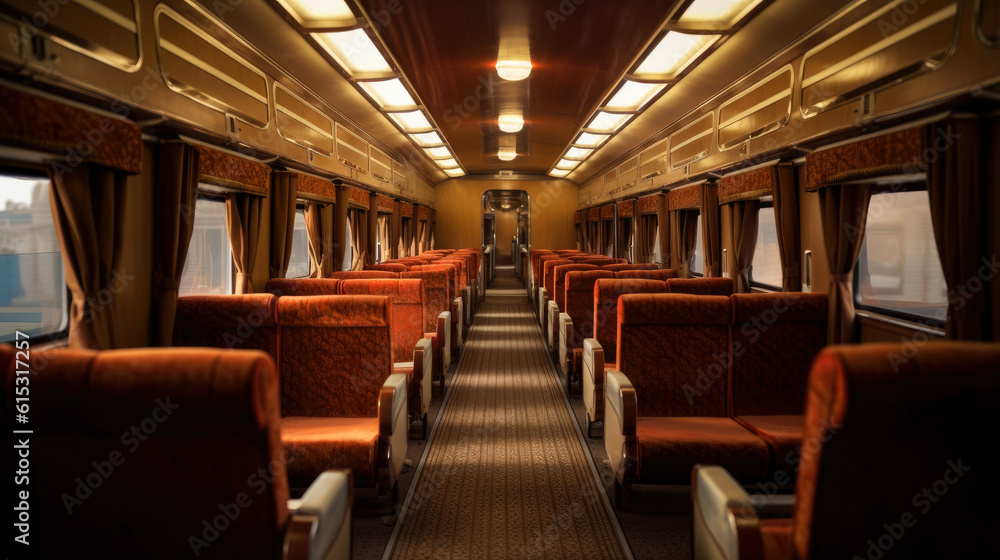 Interior of luxurious train. Generative Ai