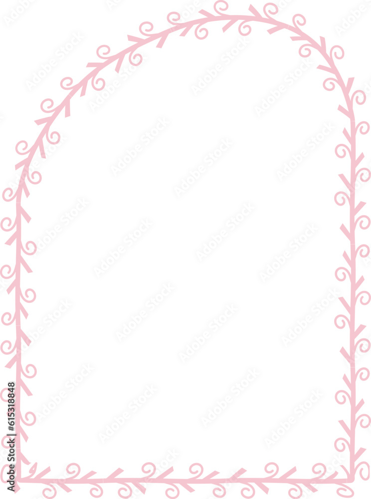 Round rampant Arch pink pastel spiral Leaf rectangular frame architectural window door laurel flower frame floral leaf leaves borders natural botanical branches decoration wedding anniversary celebrat