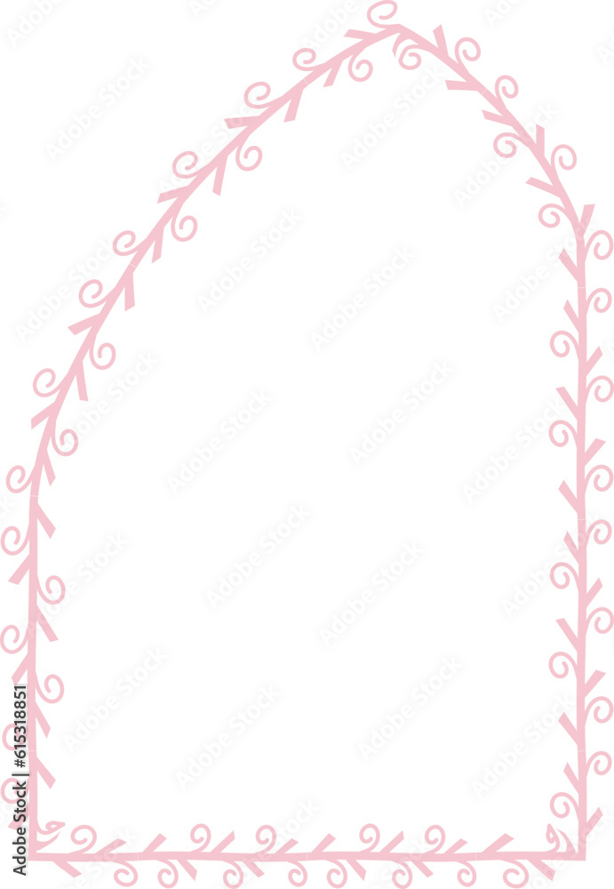 Rampant Arch pink pastel spiral Leaf rectangular frame architectural window door laurel flower frame floral leaf leaves borders natural botanical branches decoration wedding anniversary celebration be
