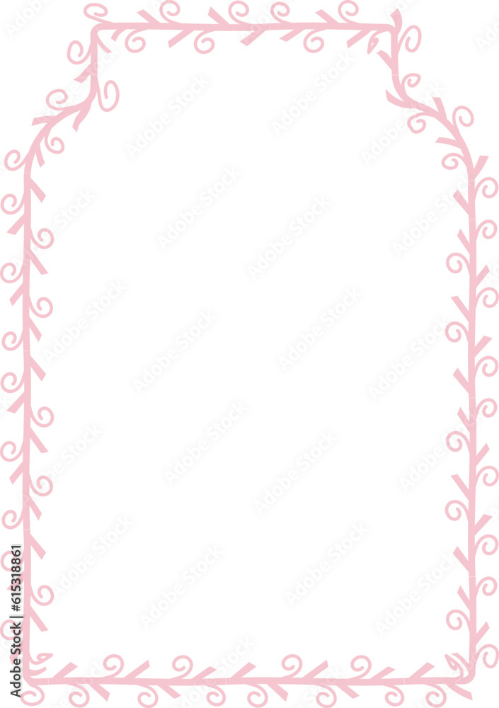 Shouldered Arch pink pastel spiral Leaf rectangular frame architectural window door laurel flower frame floral leaf leaves borders natural botanical branches decoration wedding anniversary celebration