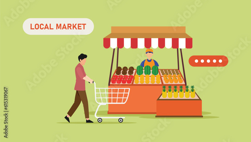 Organic food farm market 2d vector illustration concept for banner, website, illustration, landing page, flyer, etc.