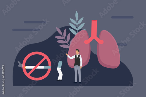 The risk of heart disease. No smoking 2d vector illustration concept for banner, website, illustration, landing page, flyer, etc.