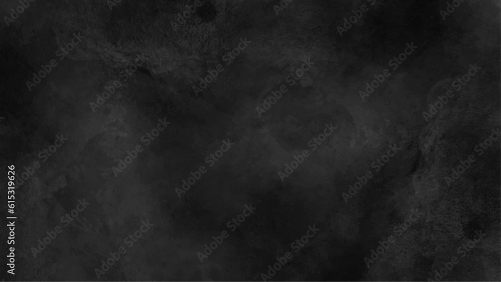 Elegant black background vector illustration with vintage distressed grunge texture and dark gray charcoal color paint, black stone or concrete wall, black banner. Trendy concept design