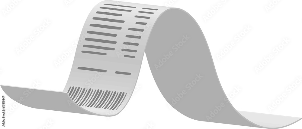 3D receipt bill with shopping list and barcode. 3D receipt bill with shopping list and barcode.