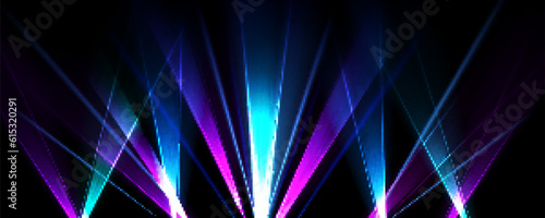 Party laser show light effect for disco dance club vector background. Nightclub abstract iridescent color neon ray with glow. Nightlife celebration illustration for pub festival entertainment
