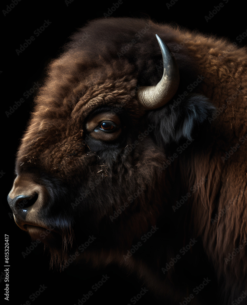 Bison profile portrait - Generative AI Bison profile portrait - Generative AI