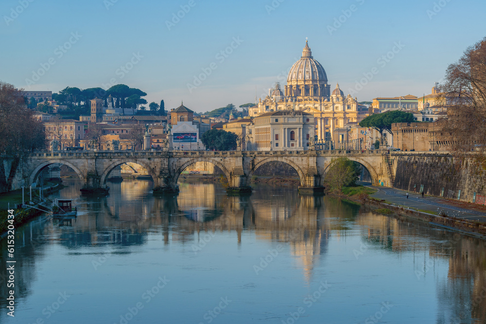 Le Pont Saint-Ange et le Vatican à Rome