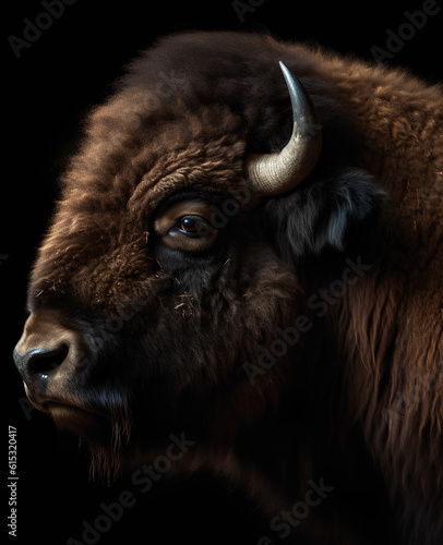 Bison profile portrait - Generative AI