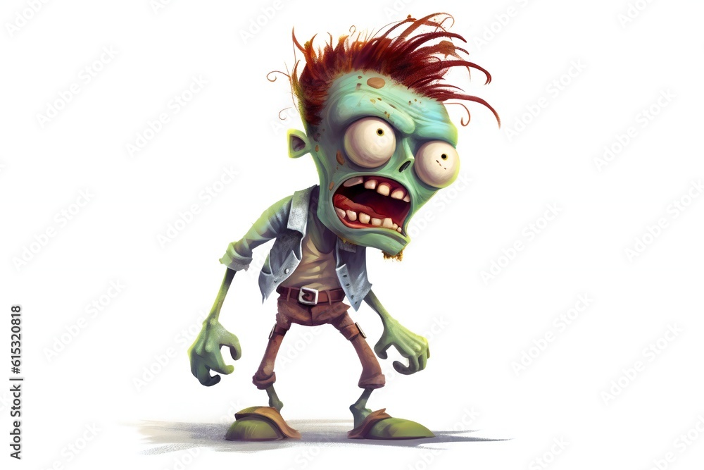 Funny zombie on white background Generative AI Funny zombie on white background Generative AI