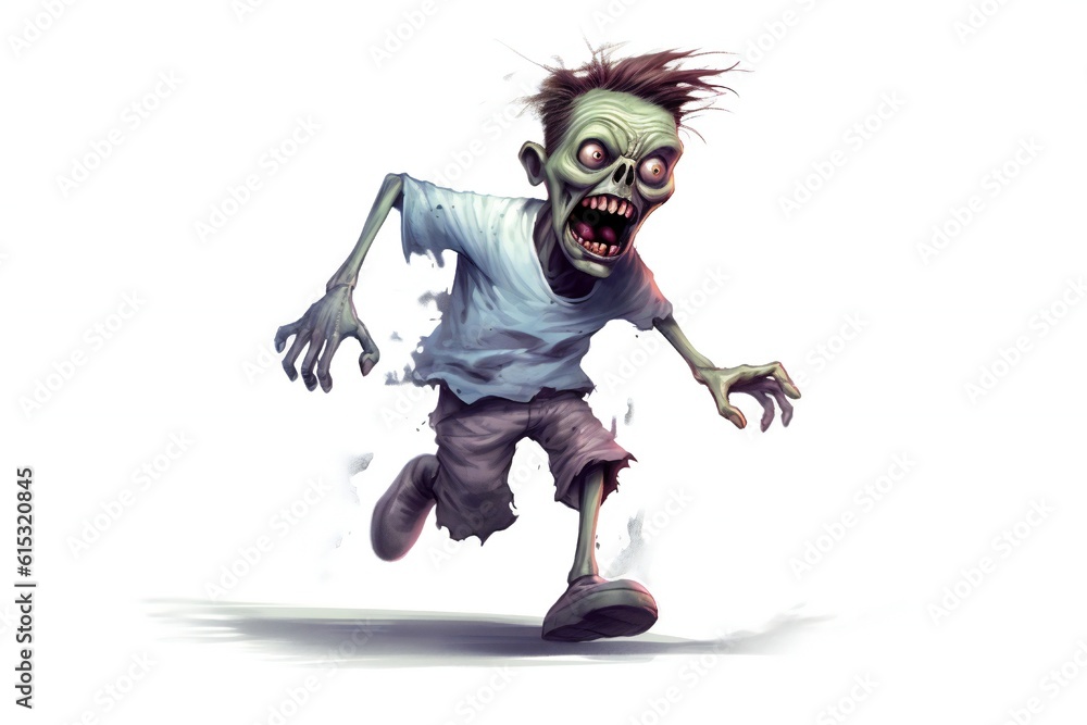 Funny zombie on white background Generative AI Funny zombie on white background Generative AI