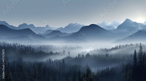 morning fog and mountains generative ai © muhammad