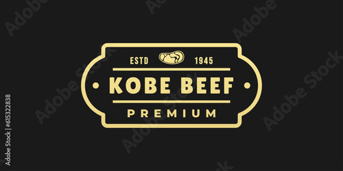 Kobe beef logo or Kobe beef label vector isolated in flat style. best Kobe beef logo for the best product. Elegant Kobe beef seal or label for original meat from japan.
