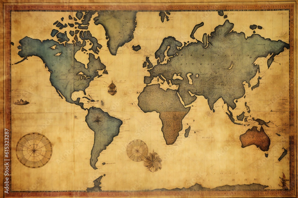 Obraz premium Vintage old earth map on white background Generative AI