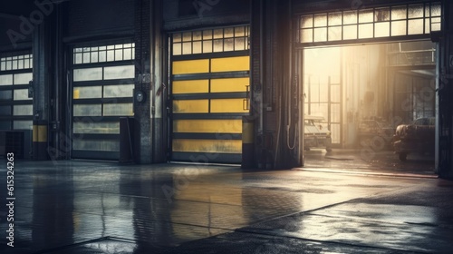 industrial factory steel garage door. Generative ai