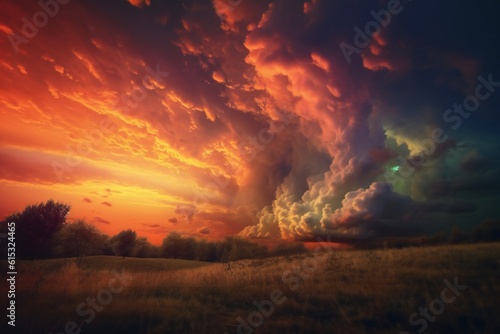 Dramatic rainbow twilight, dramatic cinematic lighting Generative AI  © LayerAce.com