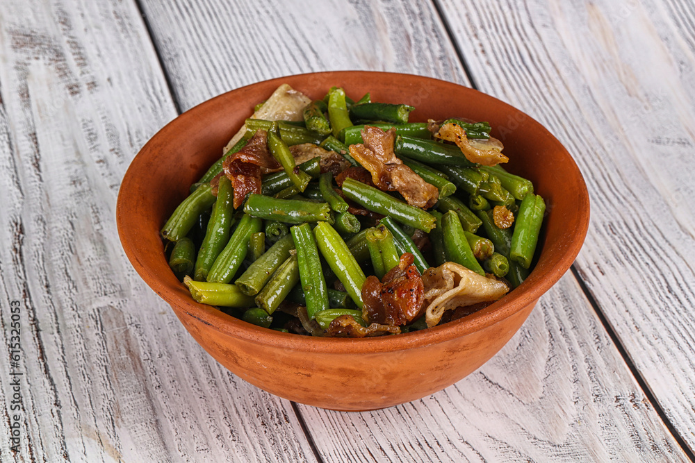 Roasted bacon with green bean Roasted bacon with green bean