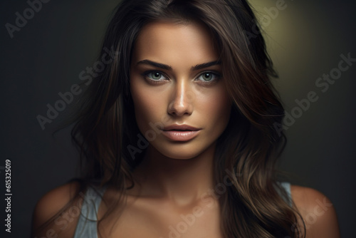 Fotografie, Tablou Ai generated image of attractive brunette woman