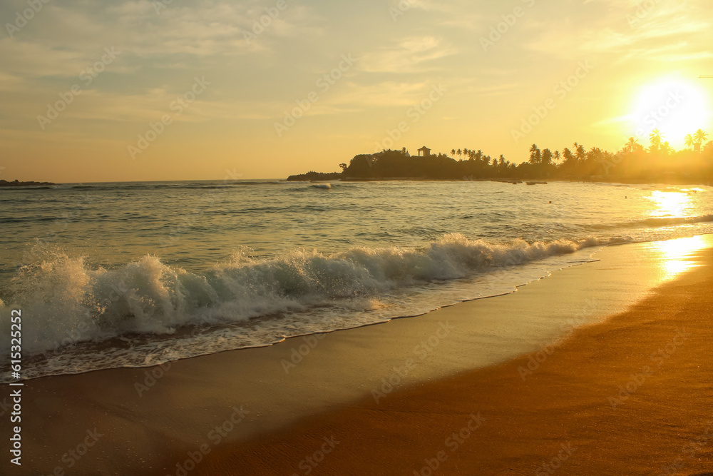 View of a tropical beach near to Unawatuna, Sri Lanka.