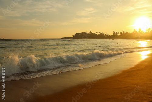 Fototapeta Naklejka Na Ścianę i Meble -  View of a tropical beach near to Unawatuna, Sri Lanka.