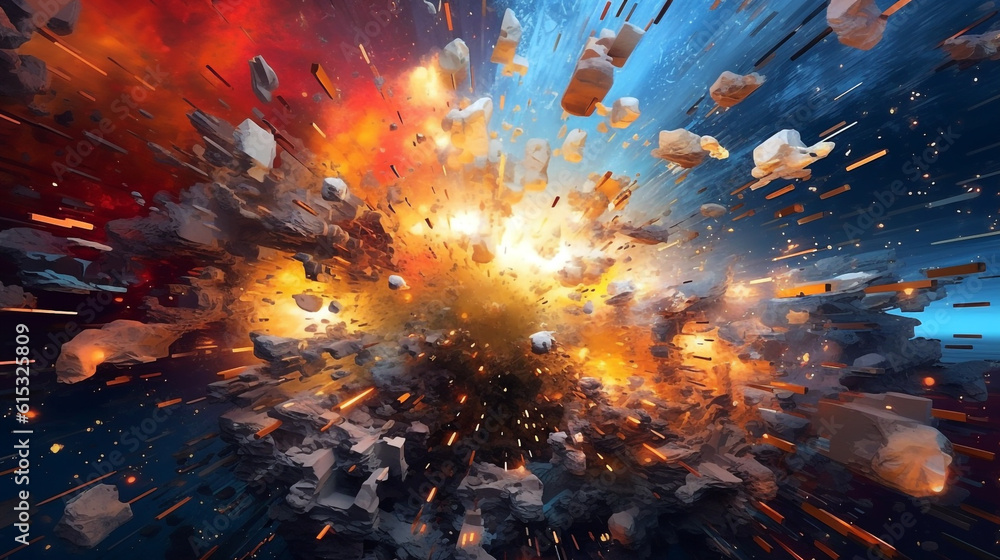 fire, explosion on a colored background. freedom of thought concept, abstract futuristic illustration, brainstorming concept. Generative AI. fire, explosion on a colored background. freedom of thought concept, abstract futuristic illustration, brainstorming concept. Generative AI.