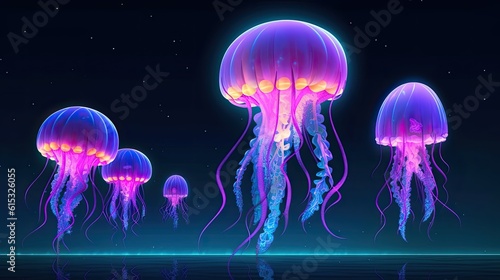 Purple jellyfish in the galaxy