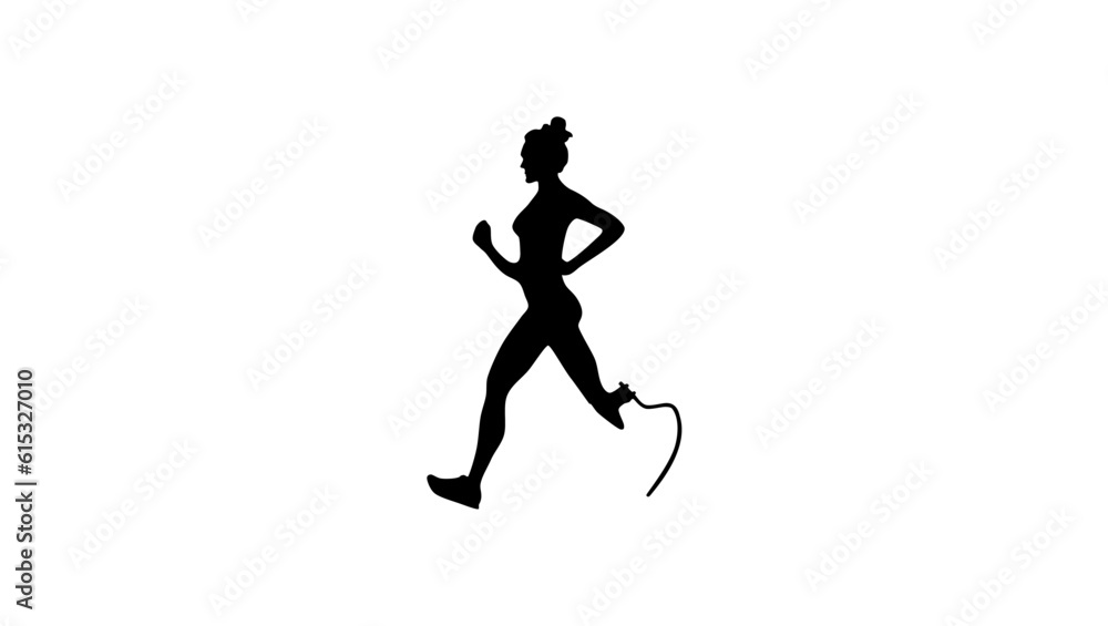 disabled woman runner vector illustration, high quality vector
