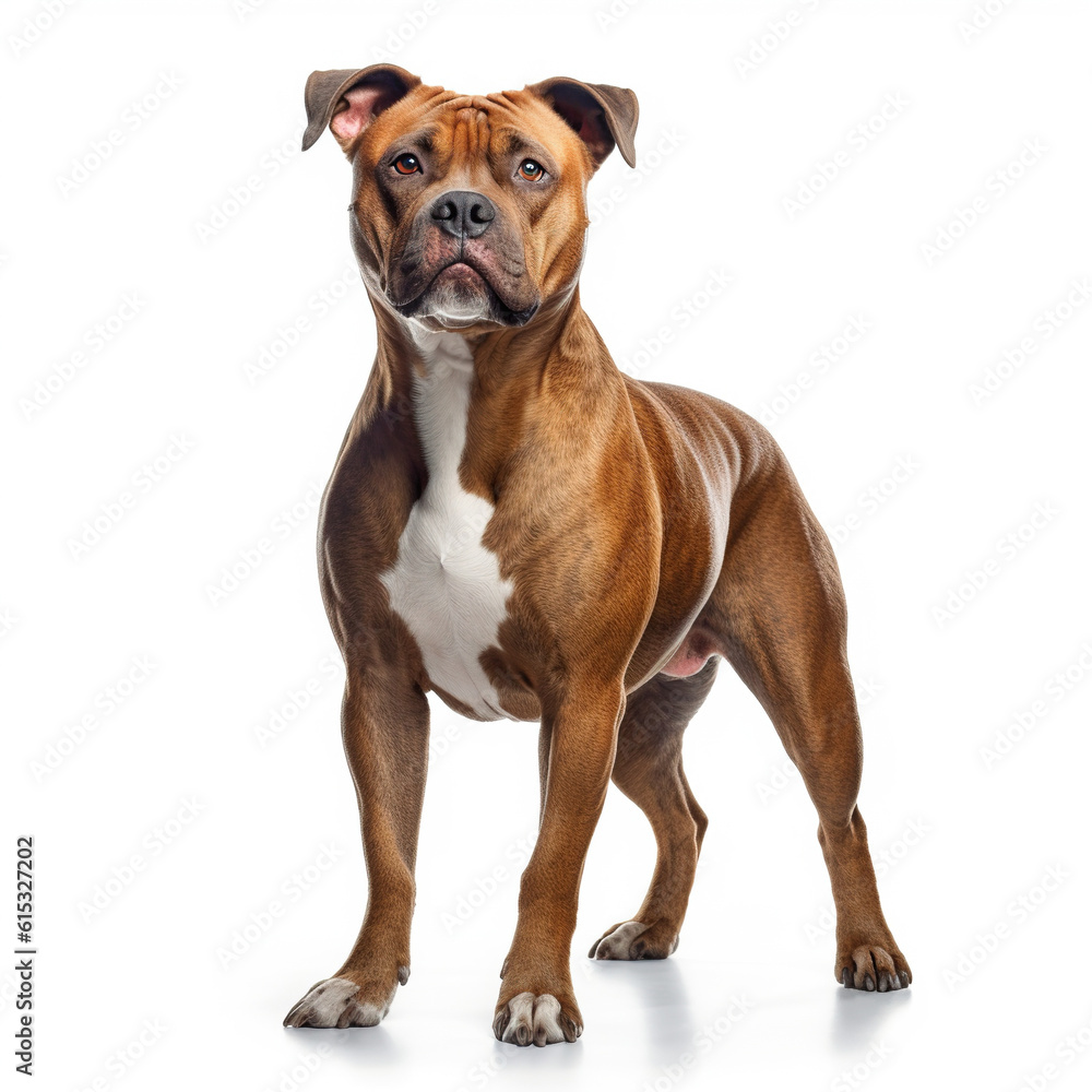 American Staffordshire Terrier dog isolated on white background, ai generative