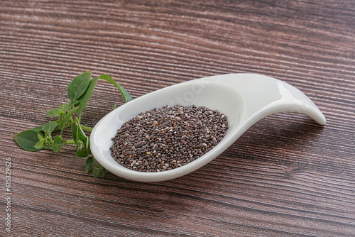 Dietary chia seeds in the bowl