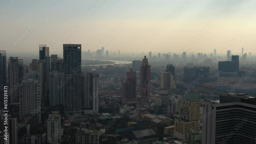 twilight time bangkok cityscape river district aerial panorama 4k thailand twilight time bangkok cityscape river district aerial panorama 4k thailand