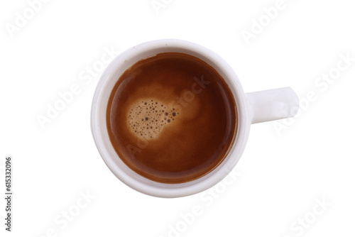Hot espresso coffee cup view On a png background, isolated 