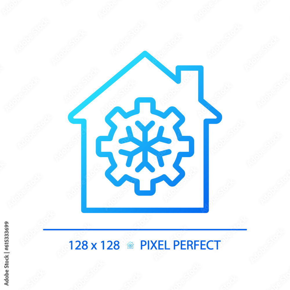 General cooling gradient linear vector icon. Air conditioning system. Climate control. Smart home. House appliance. Thin line color symbol. Modern style pictogram. Vector isolated outline drawing General cooling gradient linear vector icon. Air conditioning system. Climate control. Smart home. House appliance. Thin line color symbol. Modern style pictogram. Vector isolated outline drawing