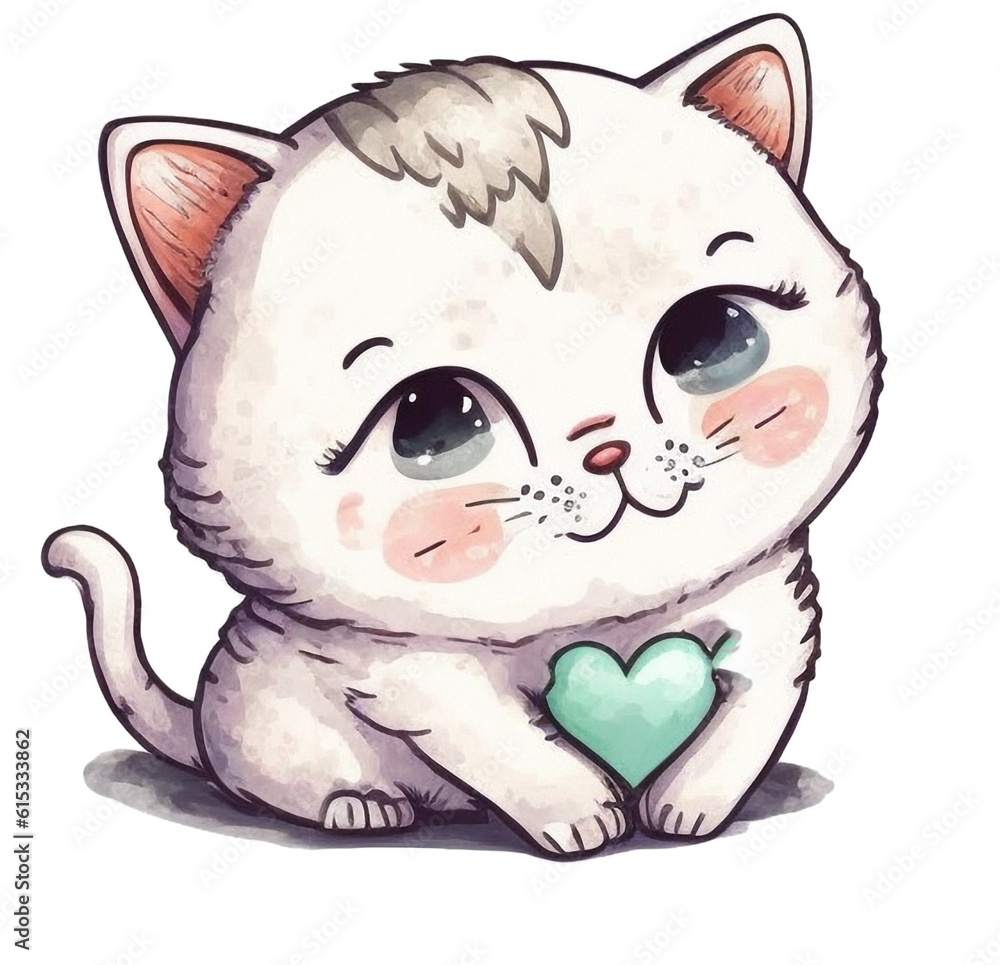 Cartoon Cat Watercolor Clipart Created with Generative AI Tools Cartoon Cat Watercolor Clipart Created with Generative AI Tools