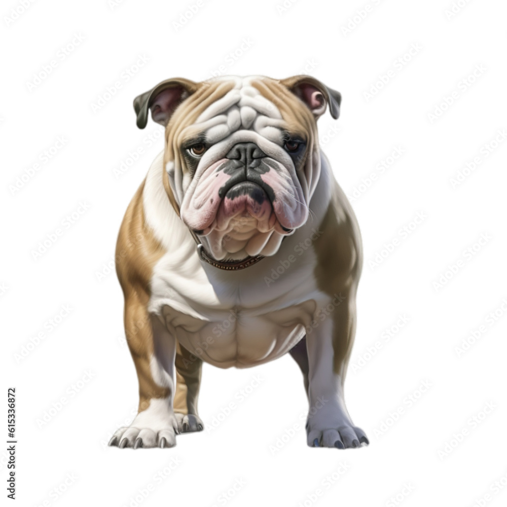 Alert English Bulldog Stance with transparent background