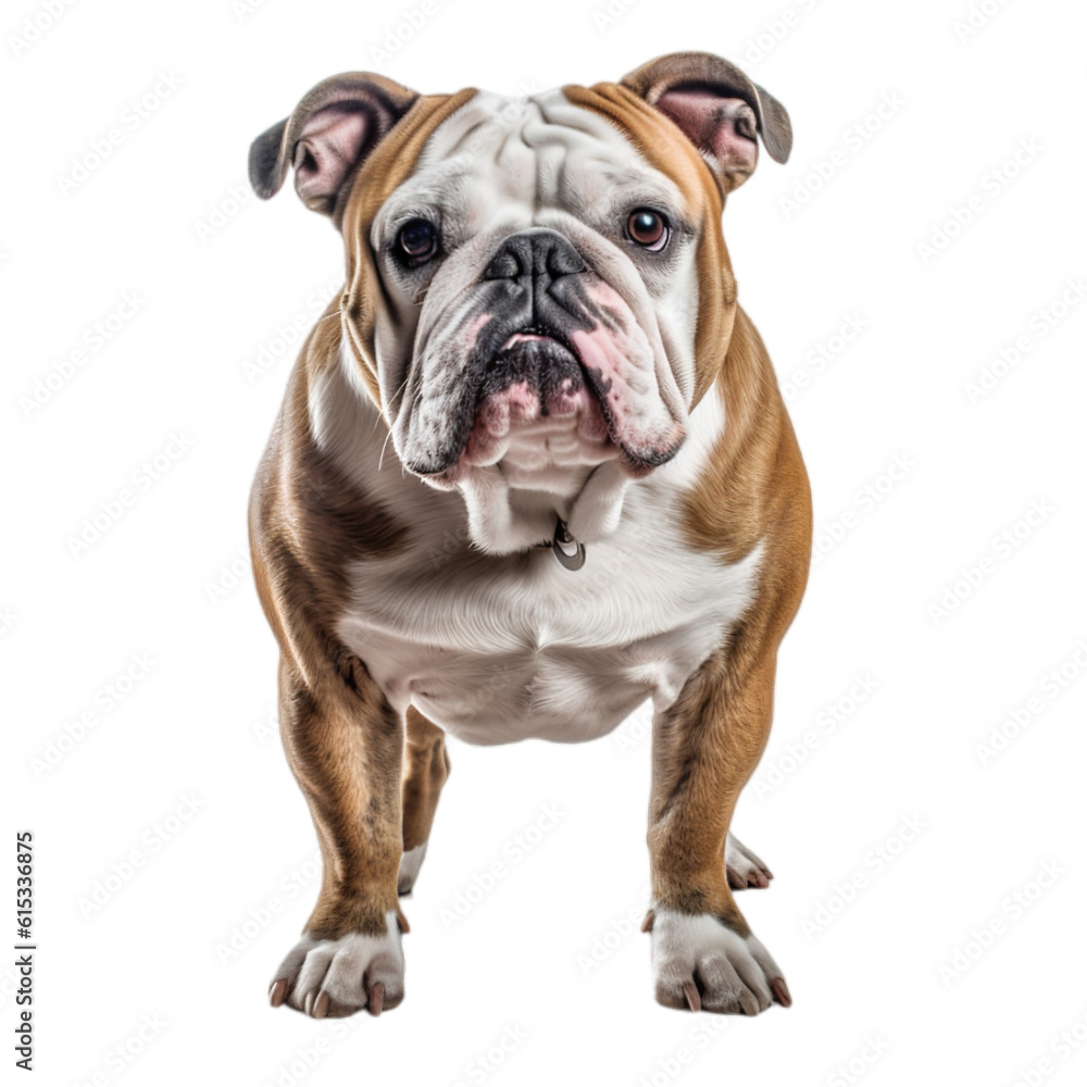 Alert English Bulldog Stance with transparent background