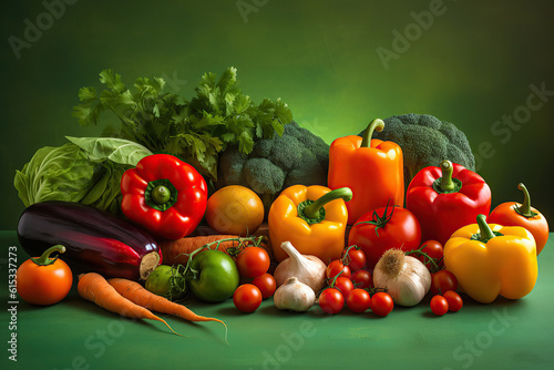 A collection of fresh vegetables on an isolated background. Generative AI illustration.