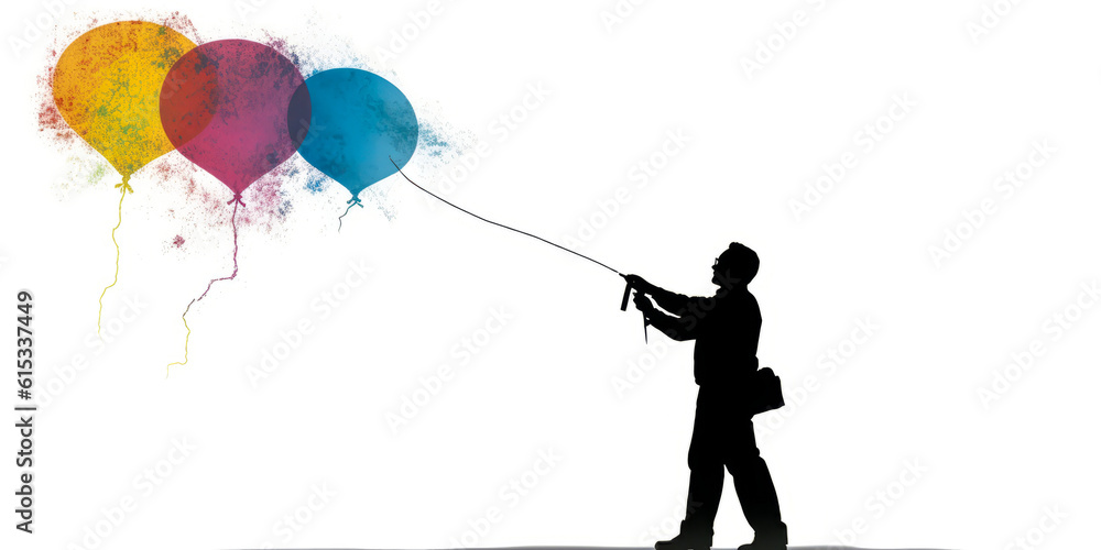 Captivating meteorologist silhouette releasing colorful weather balloon ...